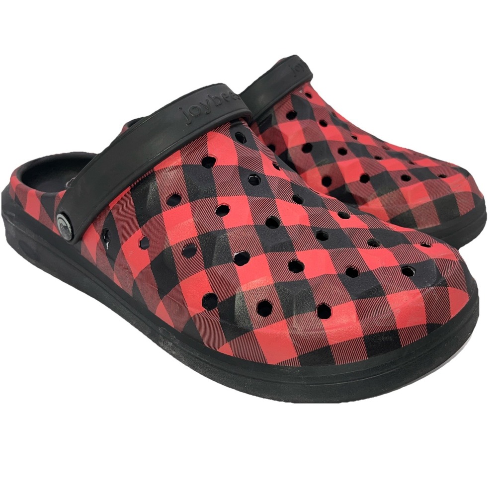 JOYBEES FOOTWEAR Size Mens 7 Womens 9 Red‎ Black  Comfy Clog Shoes